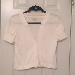 White, cropped cardigan.